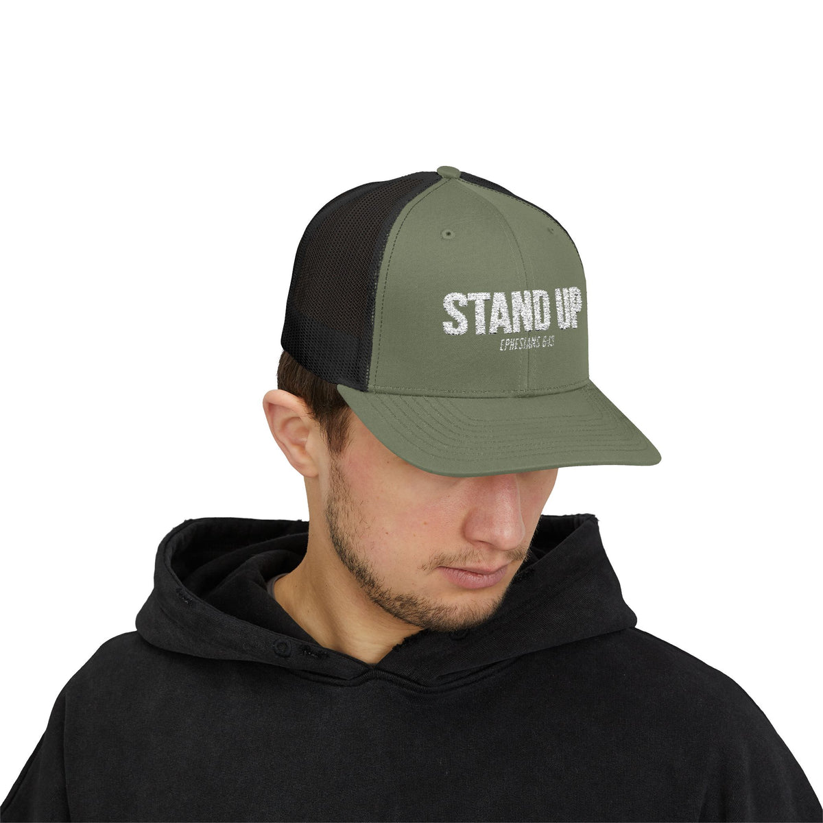 Stand Up Christian Snapback Trucker Hat – Ephesians 6:13 Bible Verse Faith Hat – Armor of God Scripture Cap