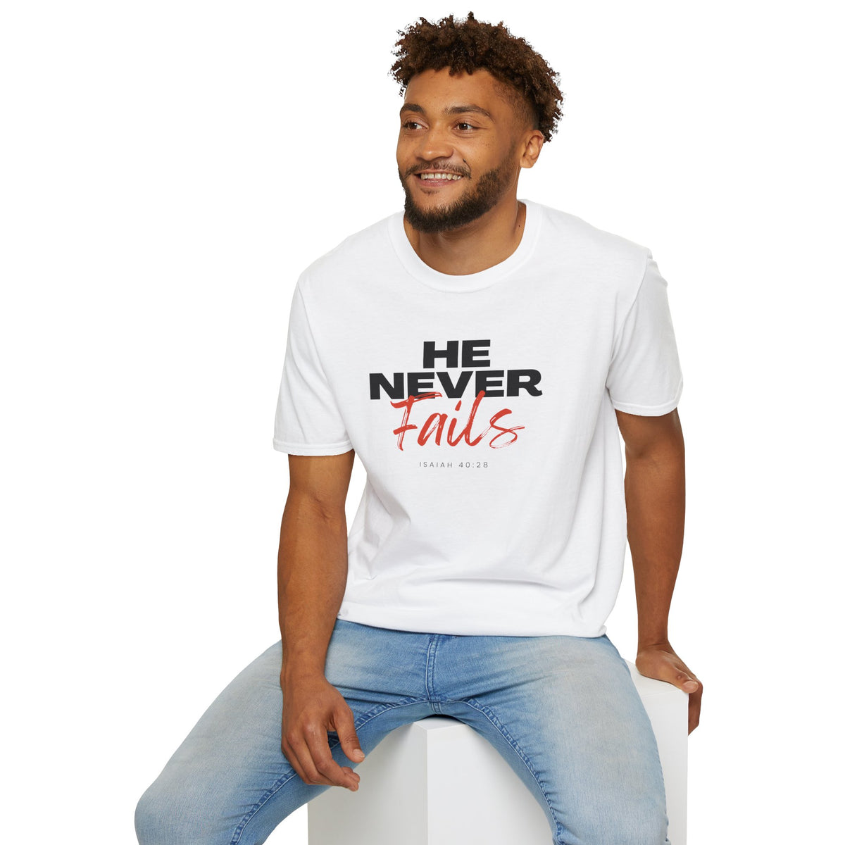 "He Never Fails" Unisex Softstyle T-Shirt