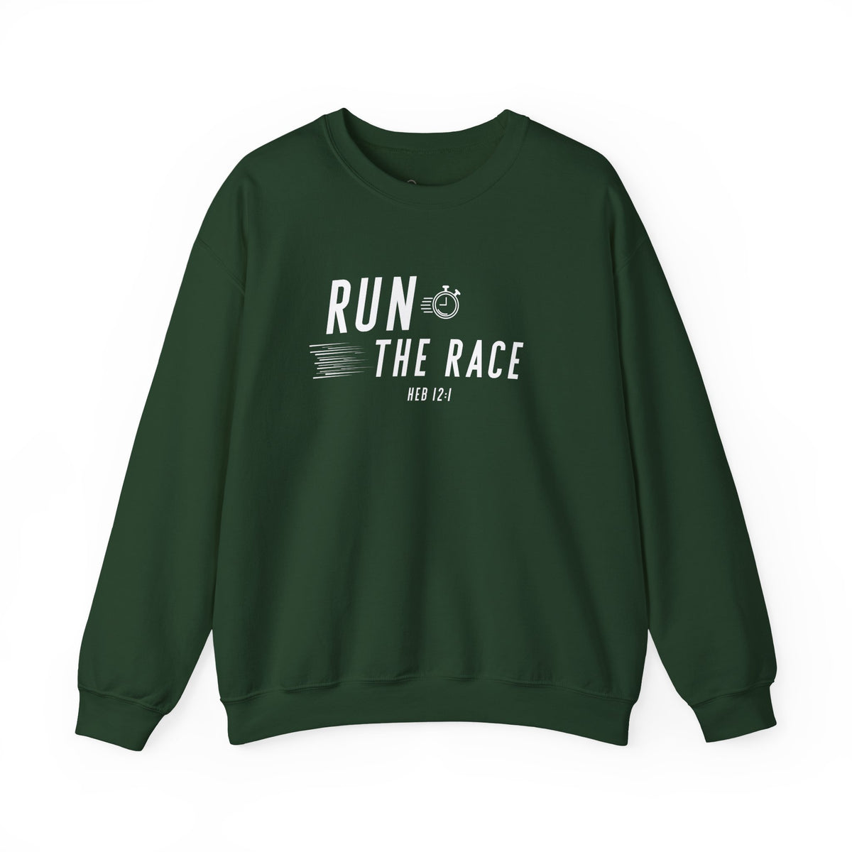 Run the Race Christian Sweatshirt – Hebrews 12:1 Wear Your Faith