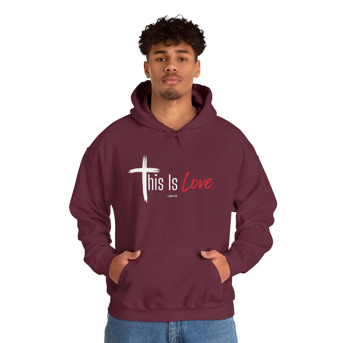 This Is Love Christian Hoodie – 1 John 4:10 Faith Apparel - Unisex Heavy Blend™ Hooded Sweatshirt