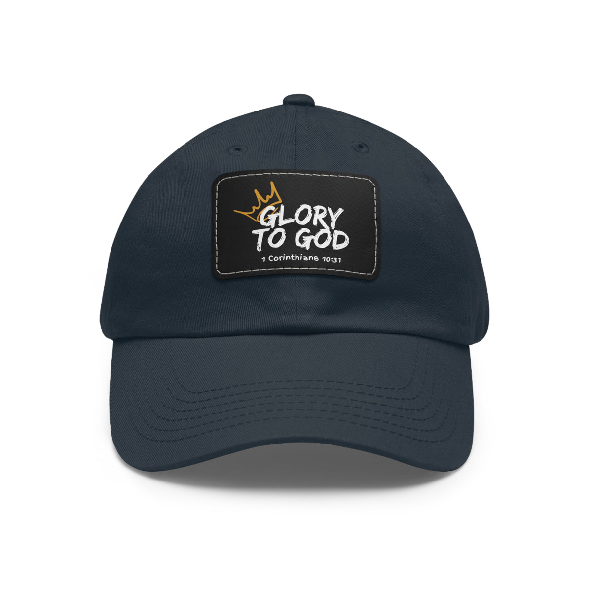 Glory To God- Dad Hat with Leather Patch (Rectangle)