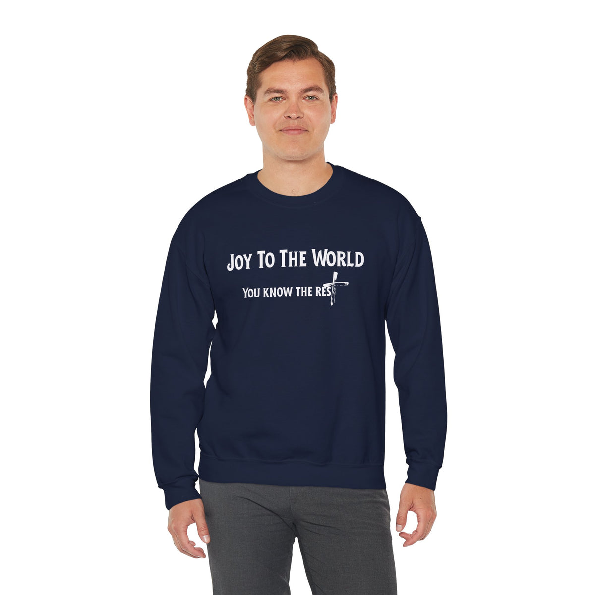 Joy to the World Christian Sweatshirt – Cozy Faith Holiday Apparel | Unisex Heavy Blend™ Crewneck Sweatshirt