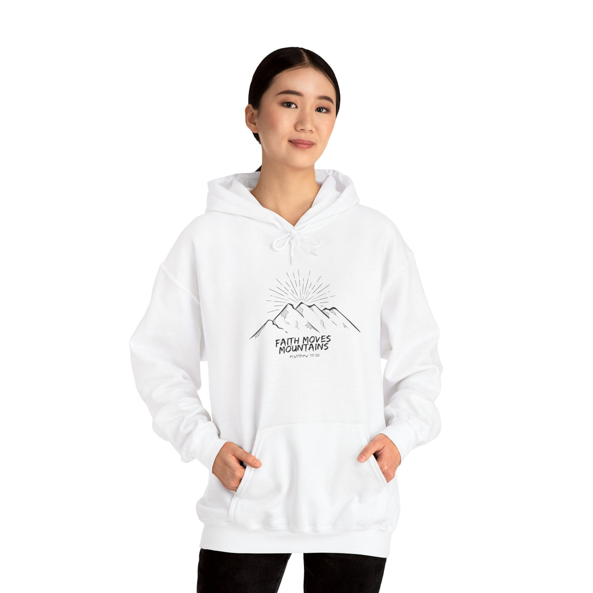 Faith Moves Mountains- Unisex Heavy Blend™ Hooded Sweatshirt