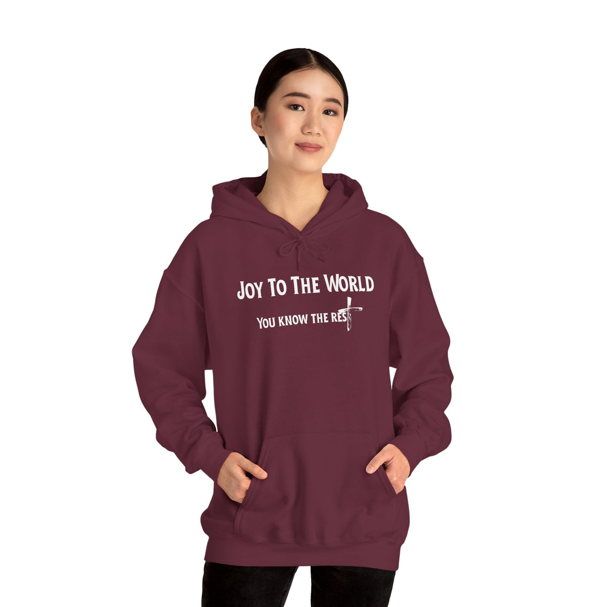 Joy to the World Christian Hoodie – Faith-Based Christmas Wear | Unisex Heavy Blend™ Hooded Sweatshirt
