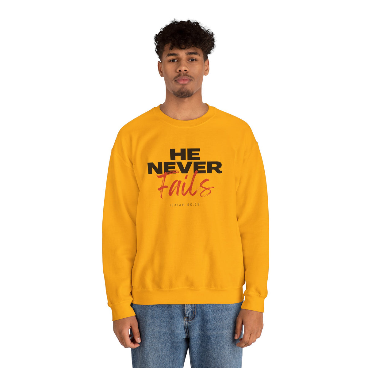 He Never Fails- Unisex Heavy Blend™ Crewneck Sweatshirt