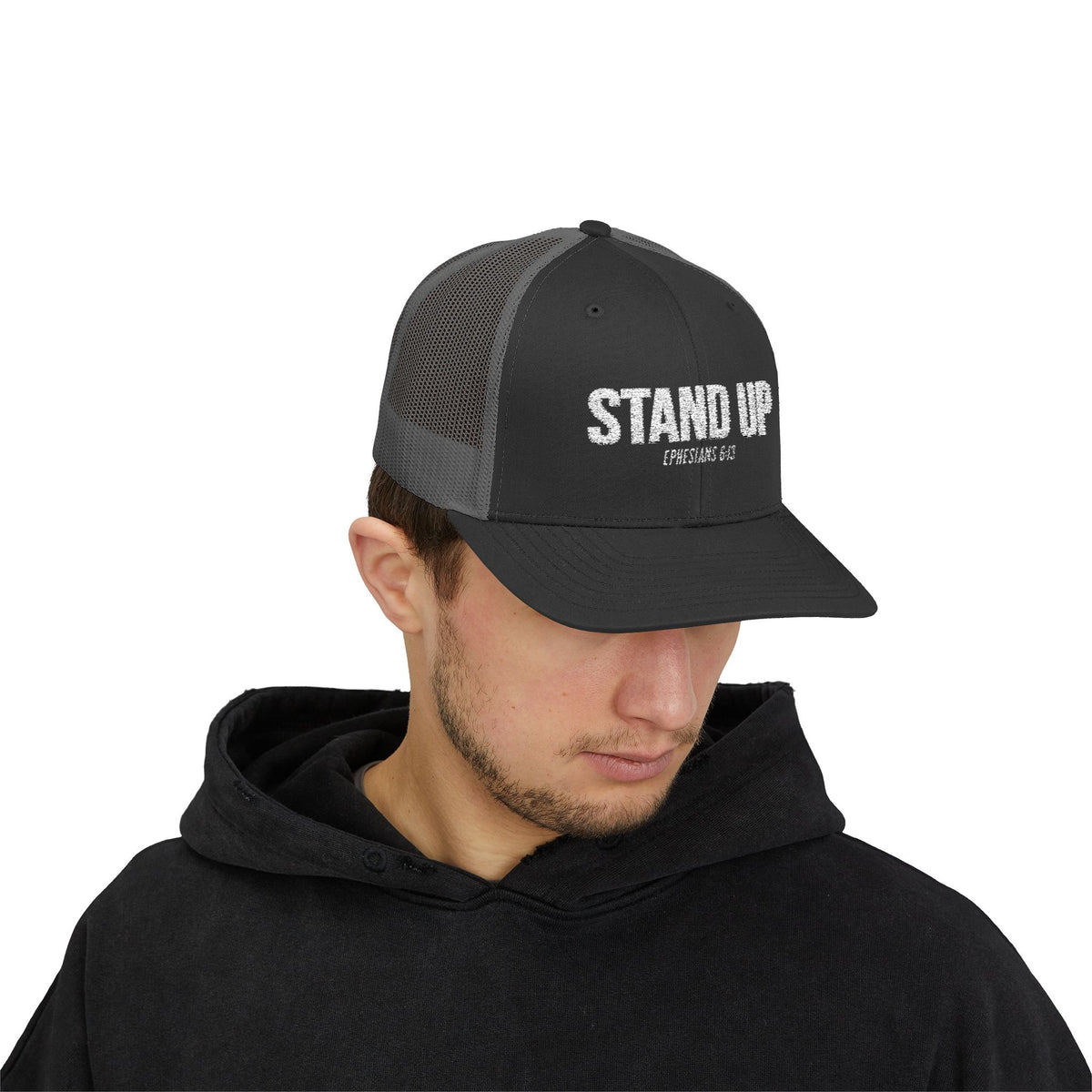 Stand Up Christian Snapback Trucker Hat – Ephesians 6:13 Bible Verse Faith Hat – Armor of God Scripture Cap