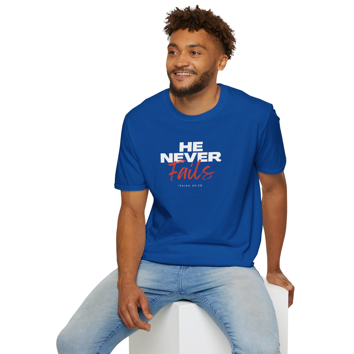 "He Never Fails" Unisex Softstyle T-Shirt