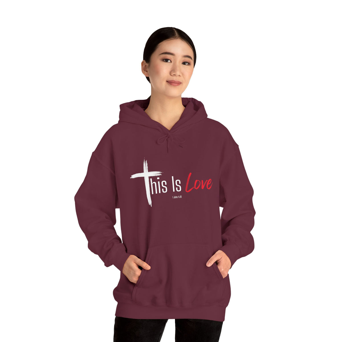 This Is Love Christian Hoodie – 1 John 4:10 Faith Apparel - Unisex Heavy Blend™ Hooded Sweatshirt