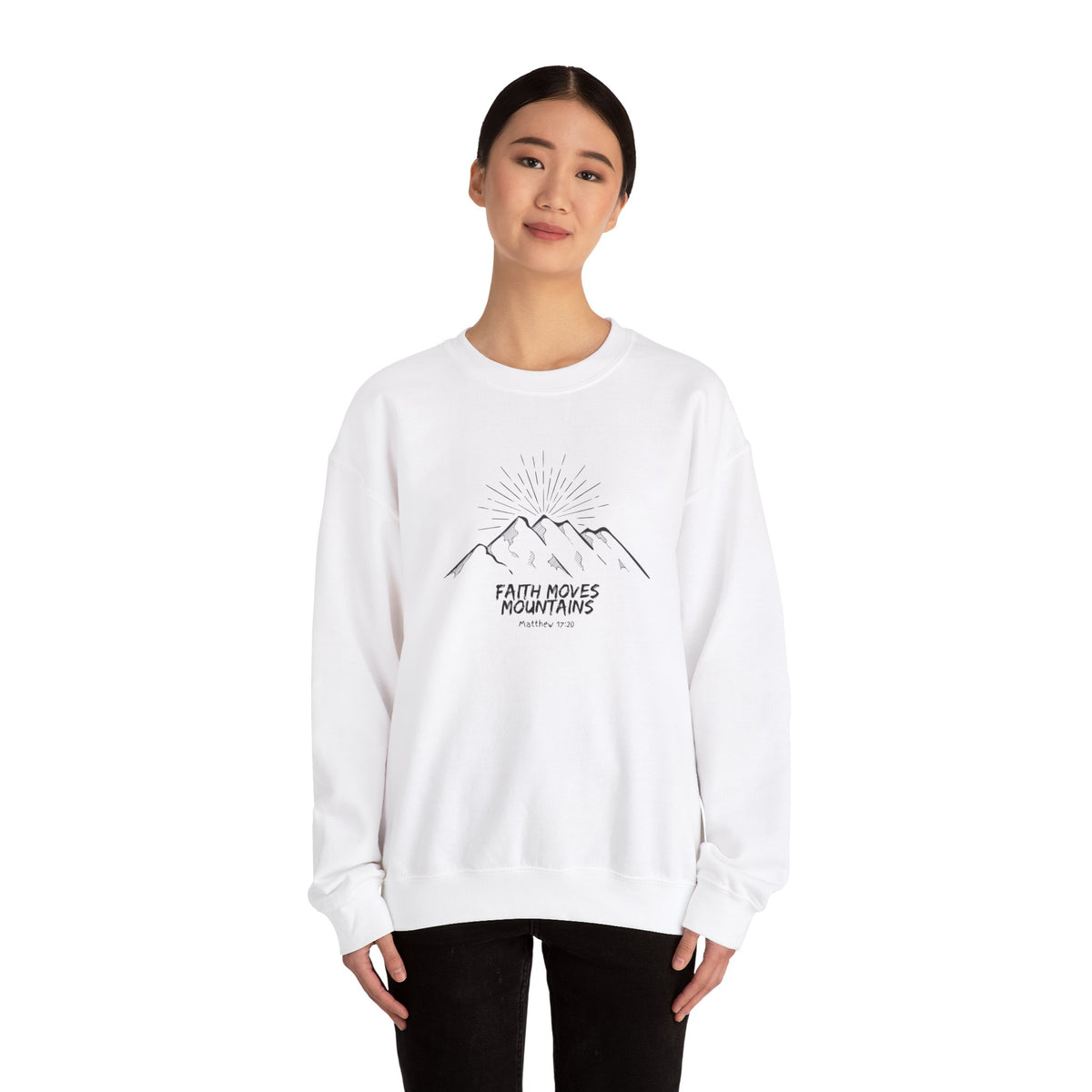 Faith Moves Mountains- Unisex Heavy Blend™ Crewneck Sweatshirt