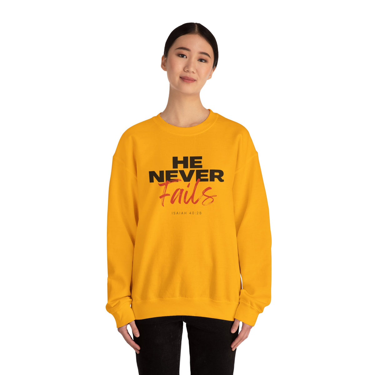 He Never Fails- Unisex Heavy Blend™ Crewneck Sweatshirt