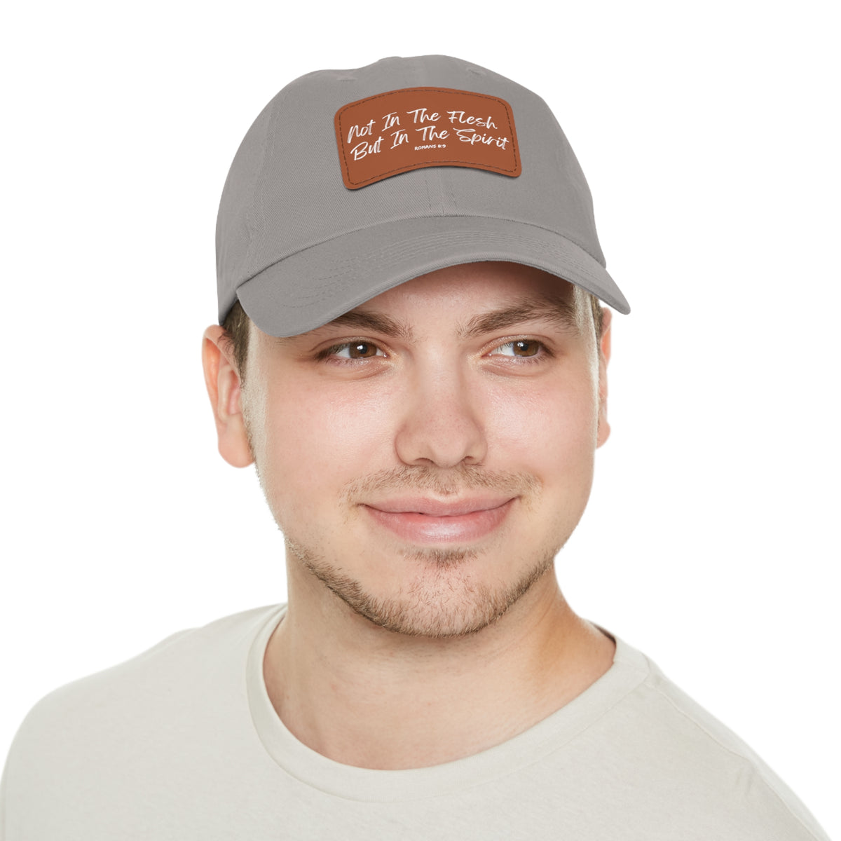 Not in the Flesh but in The Spirit- Dad Hat with Leather Patch (Rectangle)