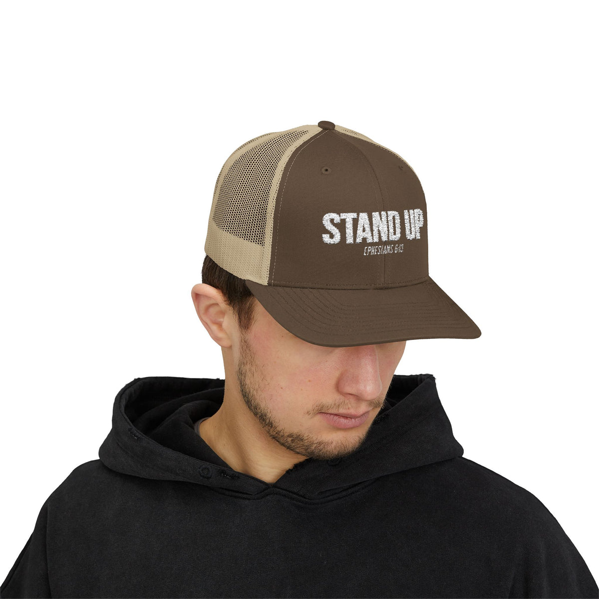 Stand Up Christian Snapback Trucker Hat – Ephesians 6:13 Bible Verse Faith Hat – Armor of God Scripture Cap