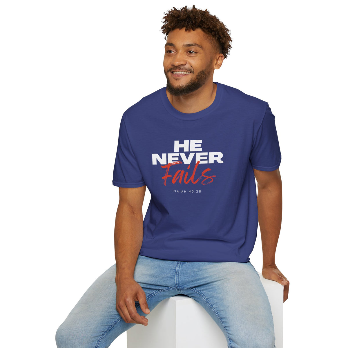 "He Never Fails" Unisex Softstyle T-Shirt