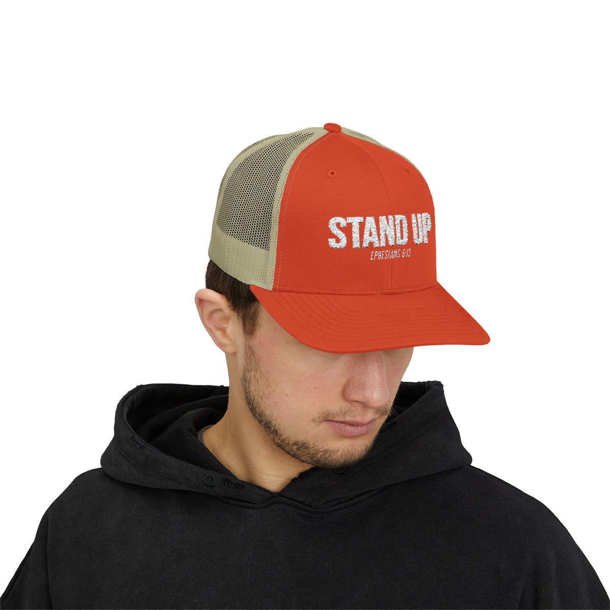 Stand Up Christian Snapback Trucker Hat – Ephesians 6:13 Bible Verse Faith Hat – Armor of God Scripture Cap