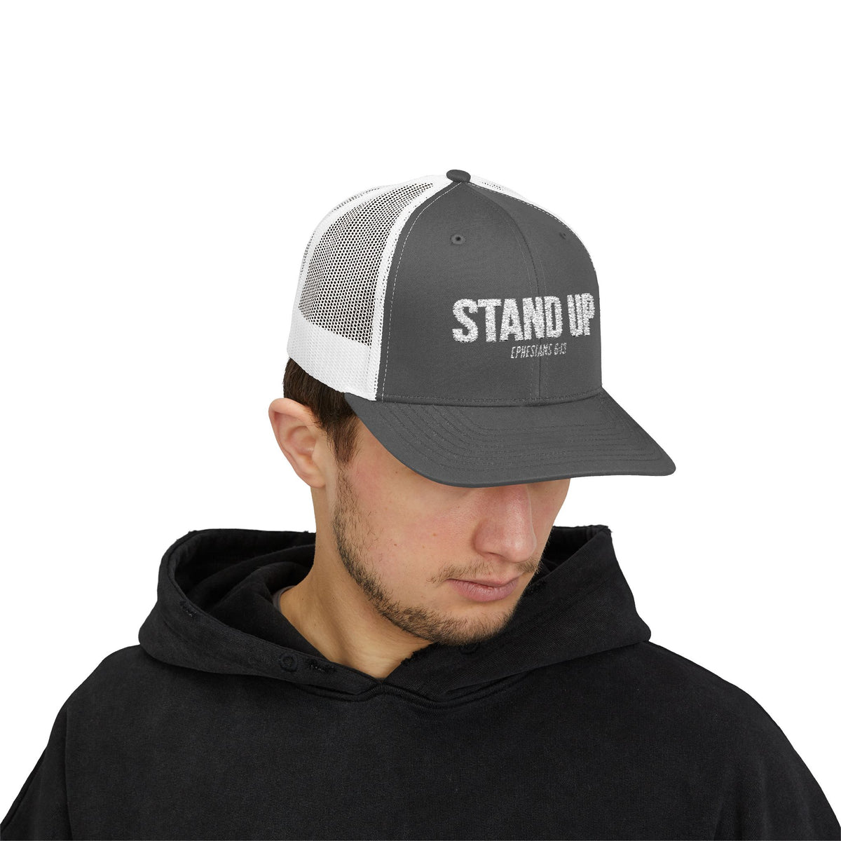 Stand Up Christian Snapback Trucker Hat – Ephesians 6:13 Bible Verse Faith Hat – Armor of God Scripture Cap