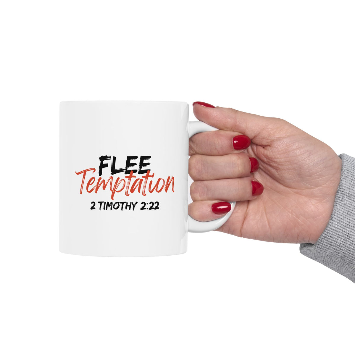 "Flee Temptation" Ceramic Mug, (11oz, 15oz)