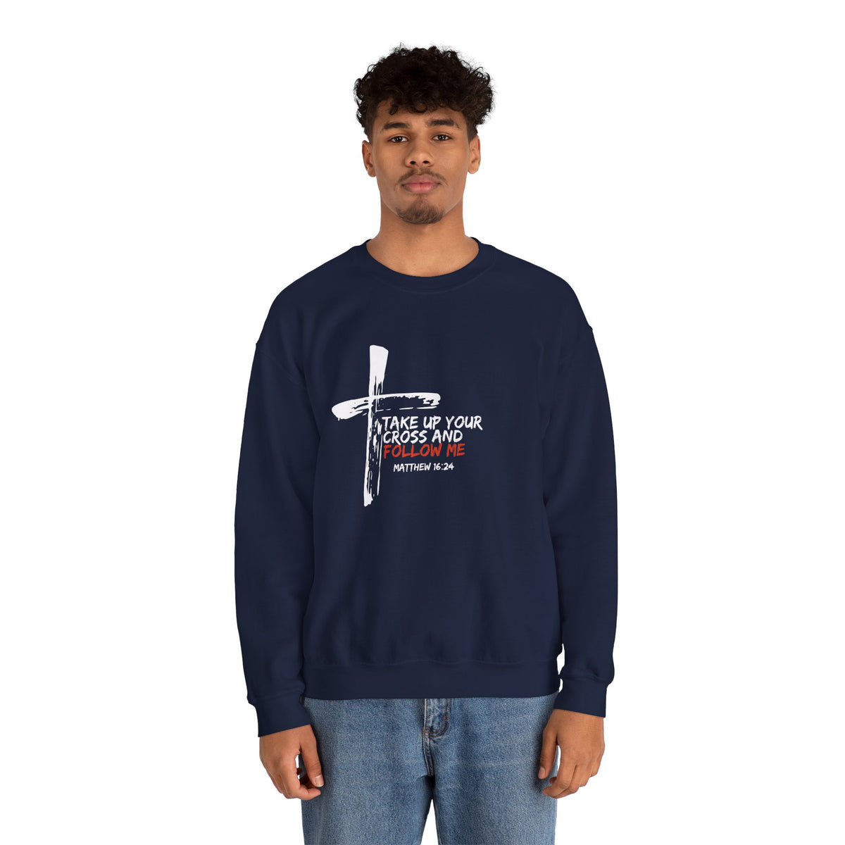 Take Up Your Cross and Follow Me- Unisex Heavy Blend™ Crewneck Sweatshirt