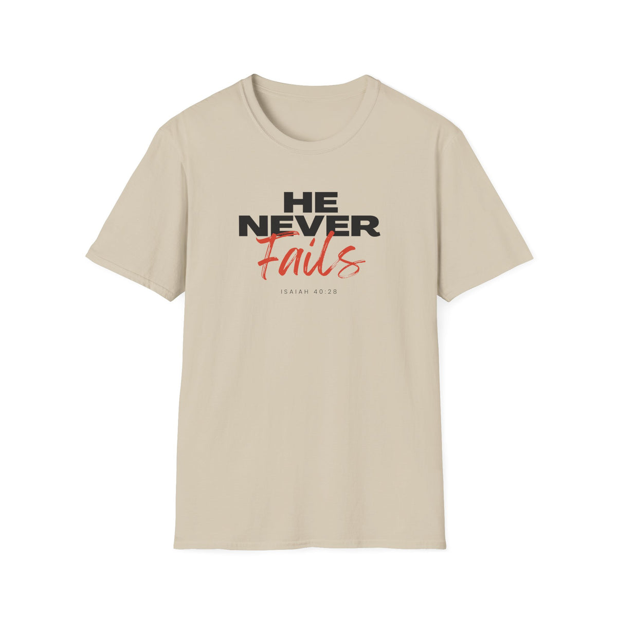 "He Never Fails" Unisex Softstyle T-Shirt