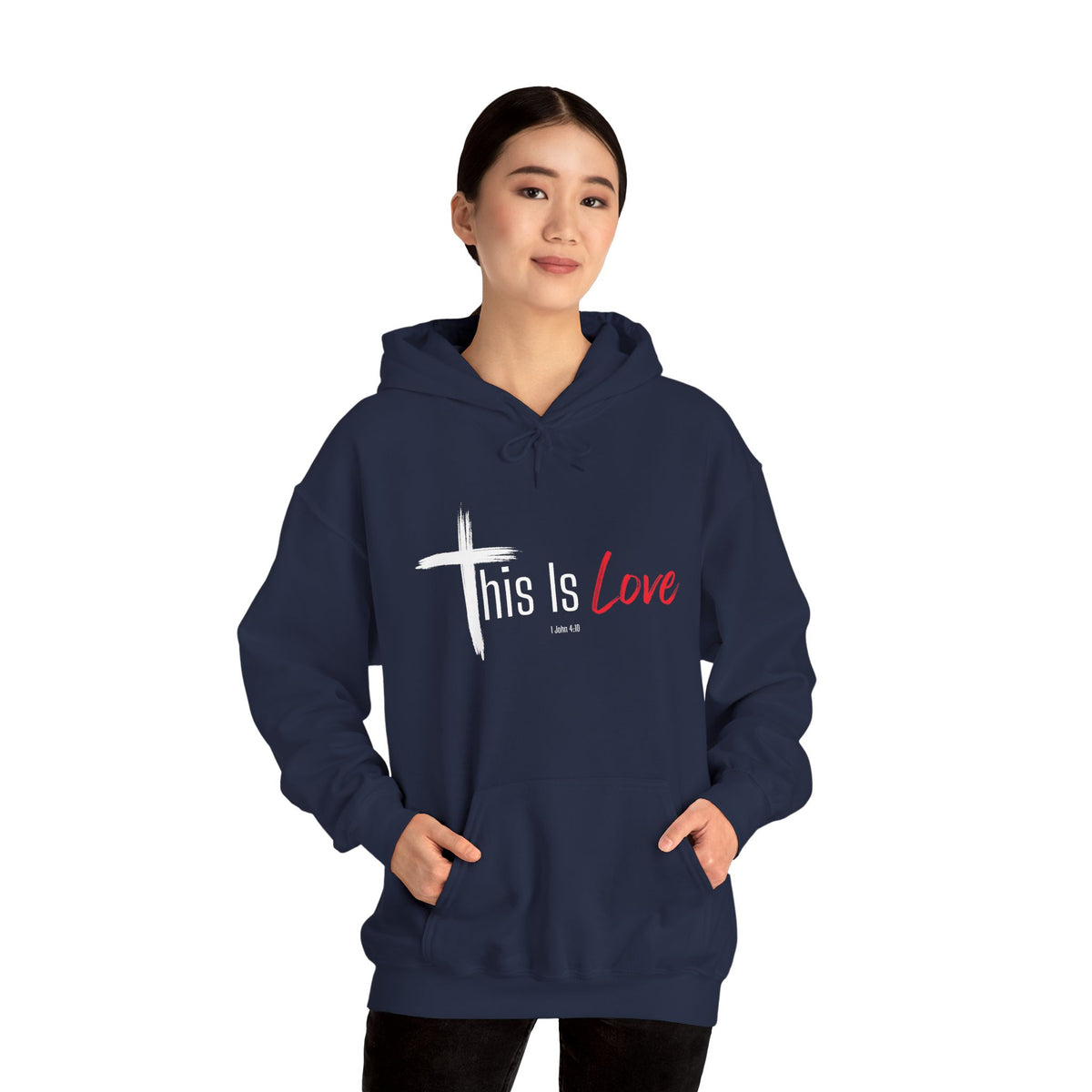 This Is Love Christian Hoodie – 1 John 4:10 Faith Apparel - Unisex Heavy Blend™ Hooded Sweatshirt