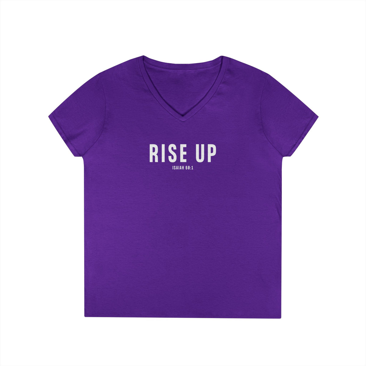 Rise Up Christian Women’s V-Neck T-Shirt – Isaiah 60:1 Faith Apparel