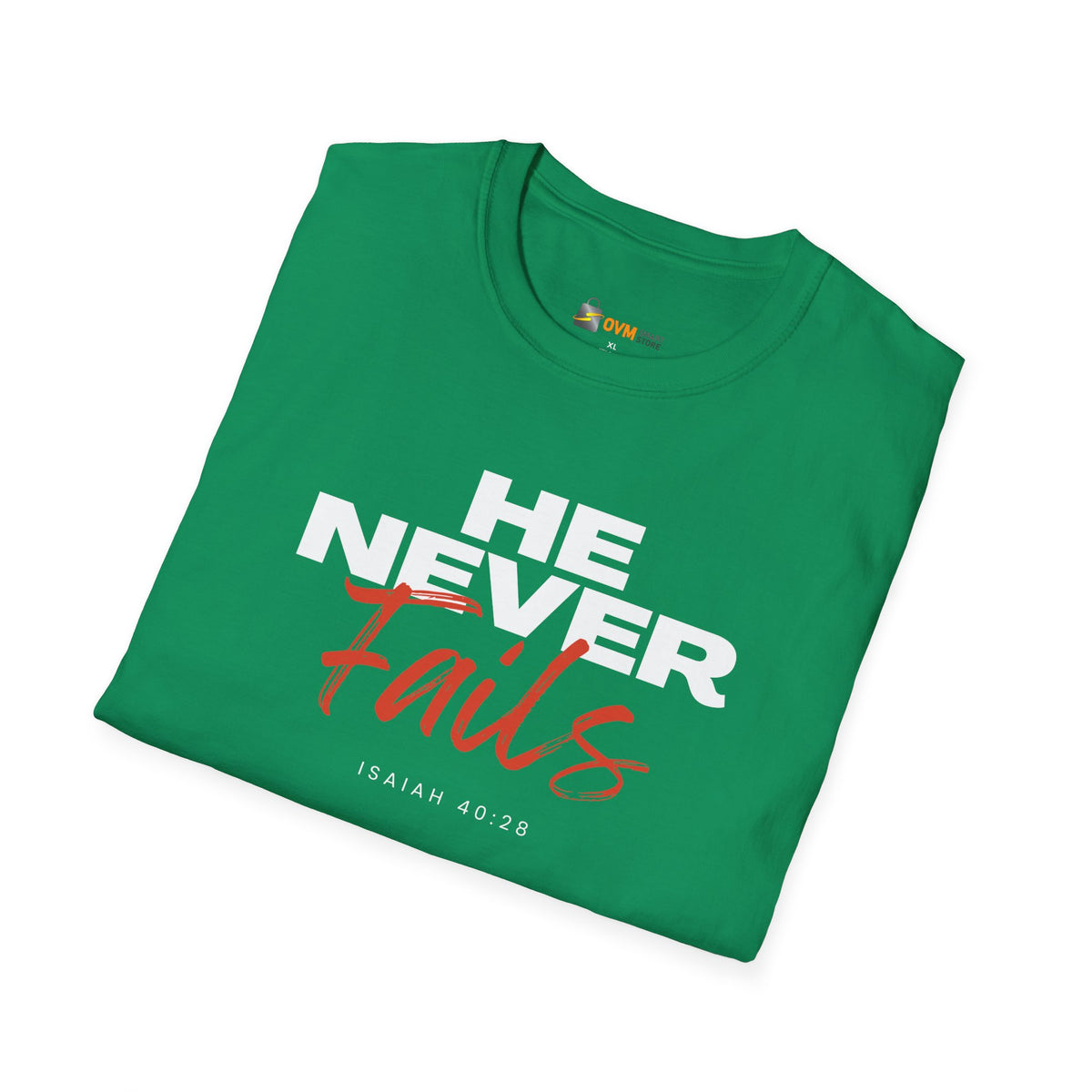 He Never Fails- Unisex Softstyle T-Shirt