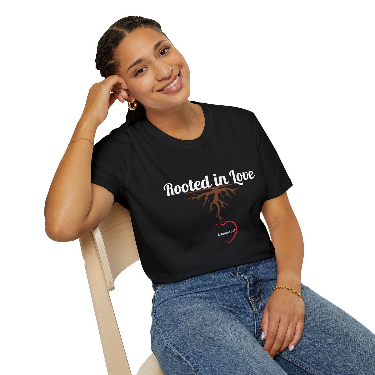 Rooted in Love Christian T-Shirt – Ephesians 3:17 Faith Apparel - Unisex Softstyle T-Shirt