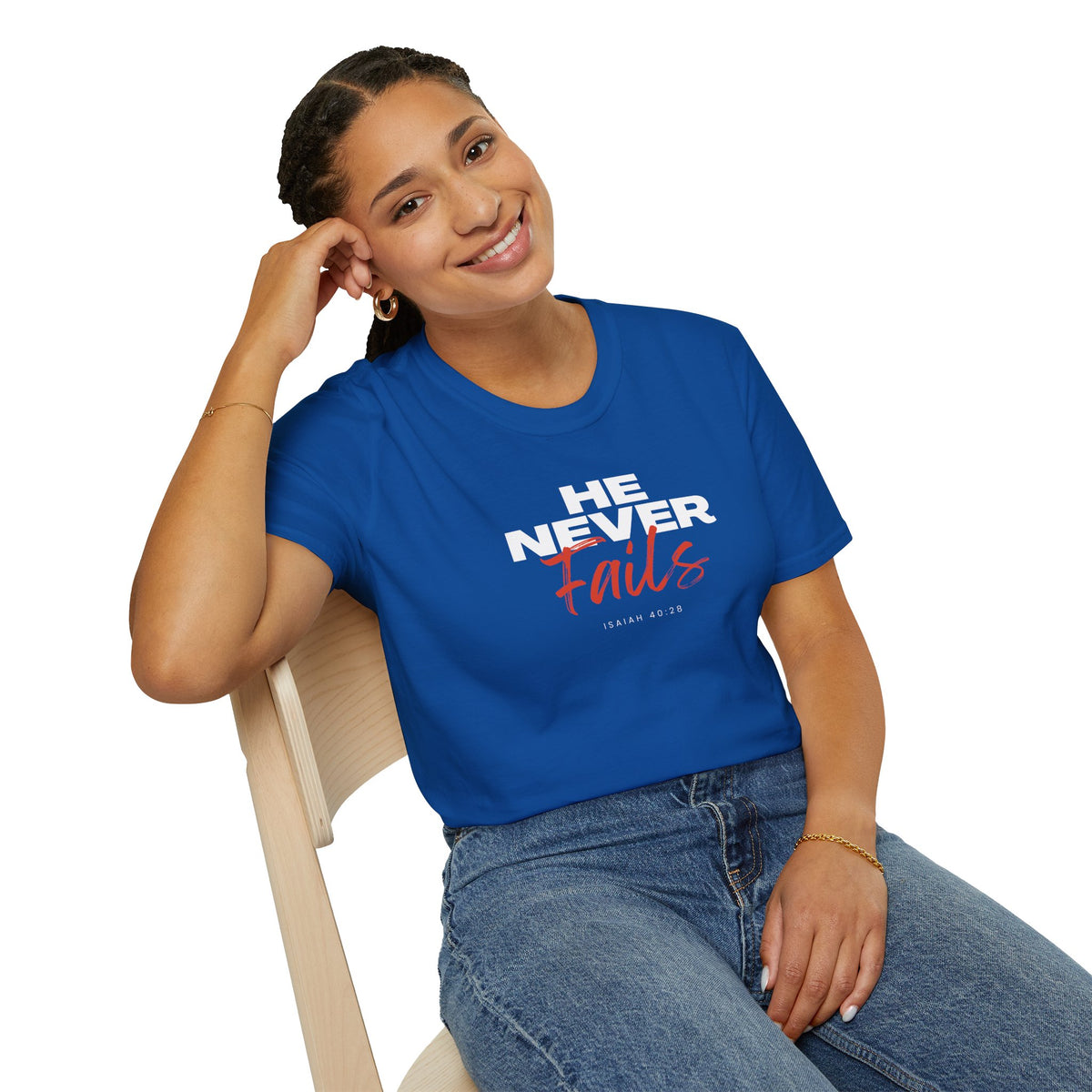 "He Never Fails" Unisex Softstyle T-Shirt