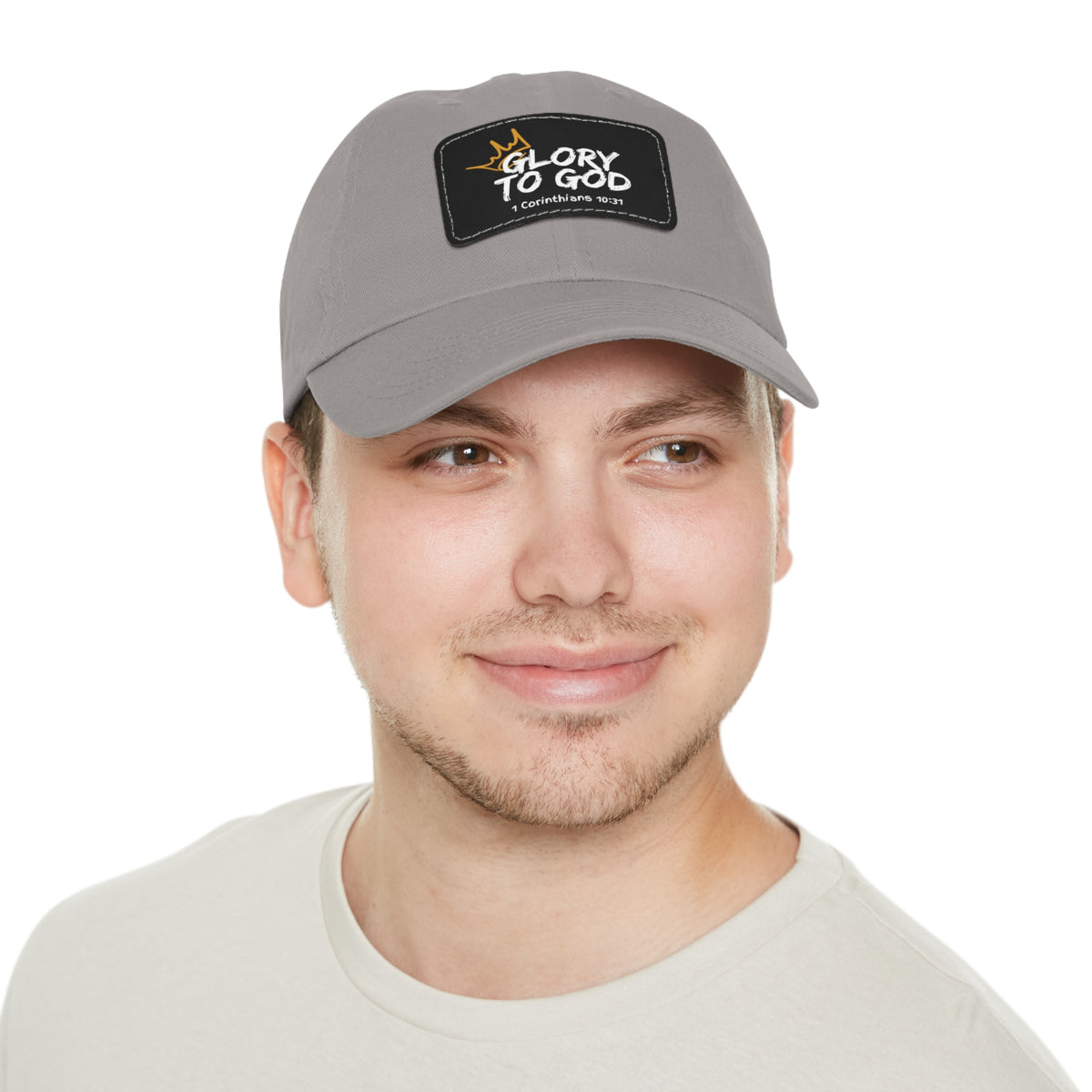 Glory To God- Dad Hat with Leather Patch (Rectangle)