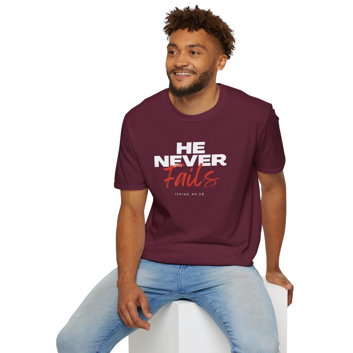 "He Never Fails" Unisex Softstyle T-Shirt