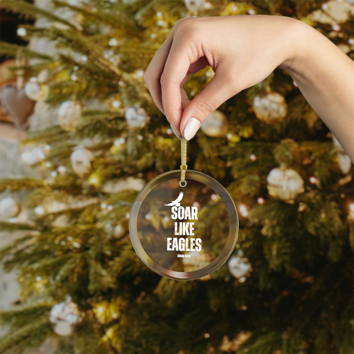 "Soar Like Eagles" Glass Ornaments