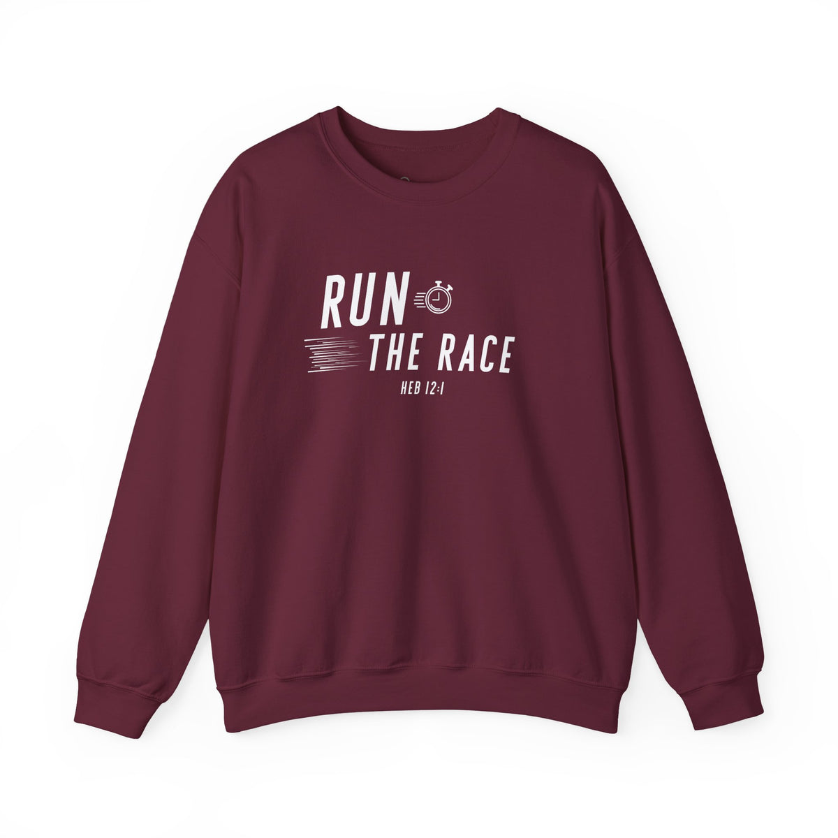 Run the Race Christian Sweatshirt – Hebrews 12:1 Wear Your Faith