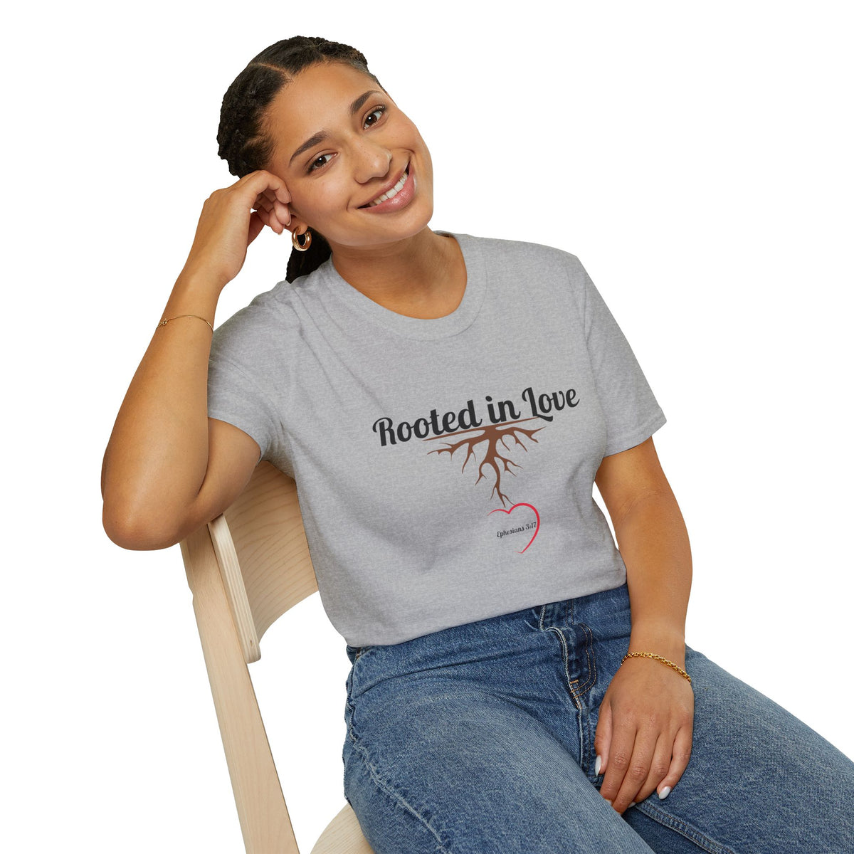 Rooted in Love Christian T-Shirt – Ephesians 3:17 Faith Apparel - Unisex Softstyle T-Shirt