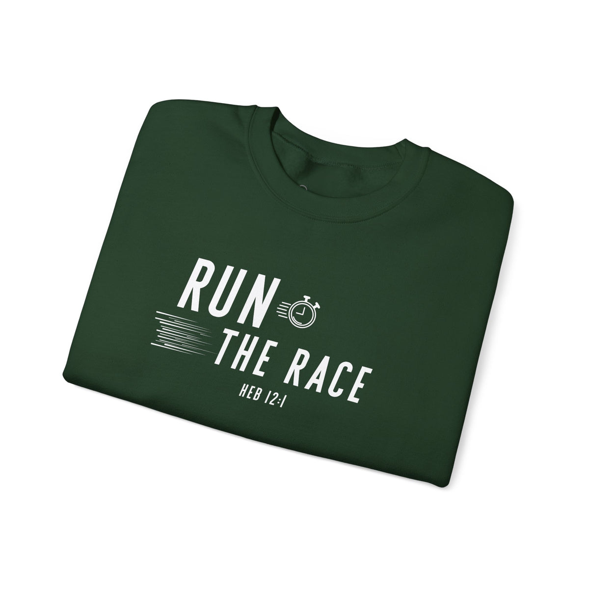 Run the Race Christian Sweatshirt – Hebrews 12:1 Wear Your Faith
