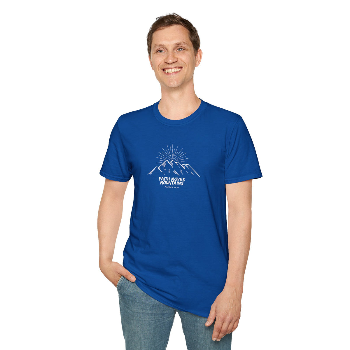 Faith Moves Mountains- Unisex Softstyle T-Shirt