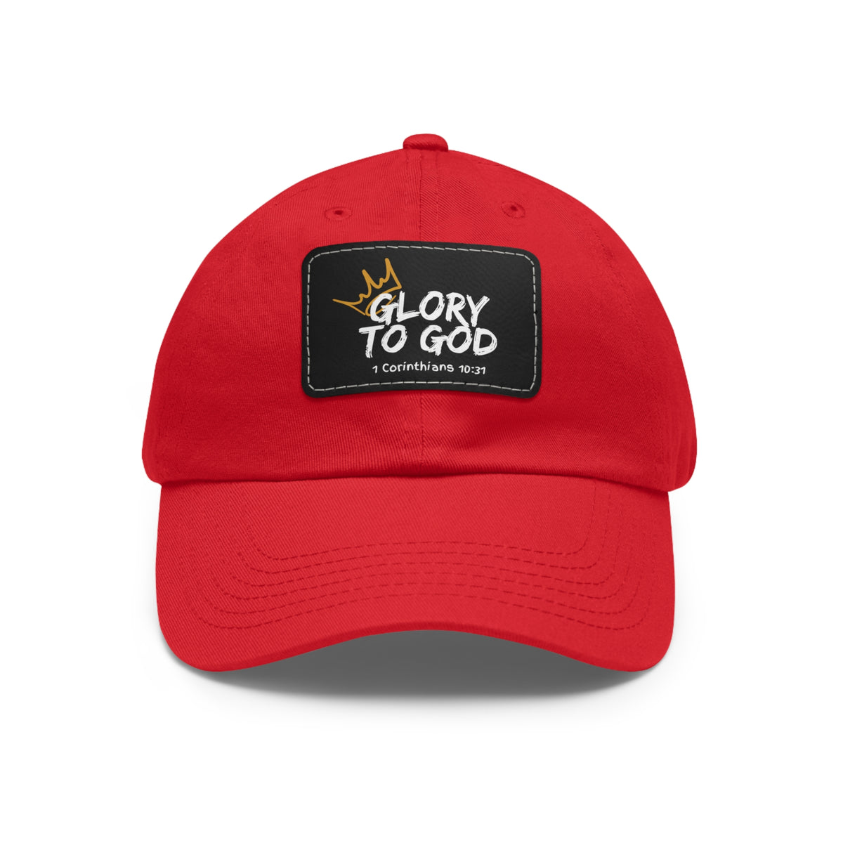 Glory To God- Dad Hat with Leather Patch (Rectangle)