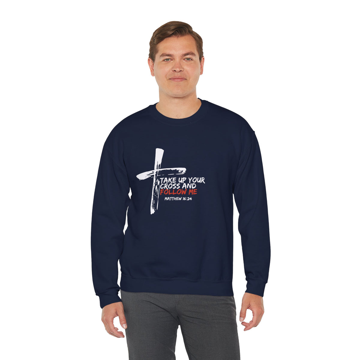 Take Up Your Cross and Follow Me- Unisex Heavy Blend™ Crewneck Sweatshirt