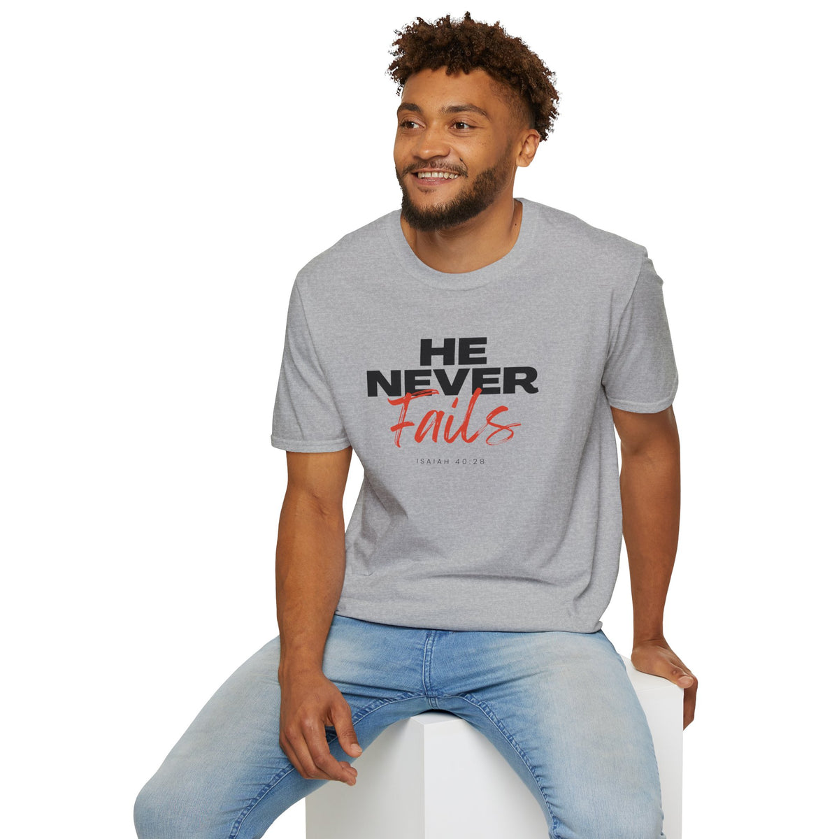 He Never Fails- Unisex Softstyle T-Shirt