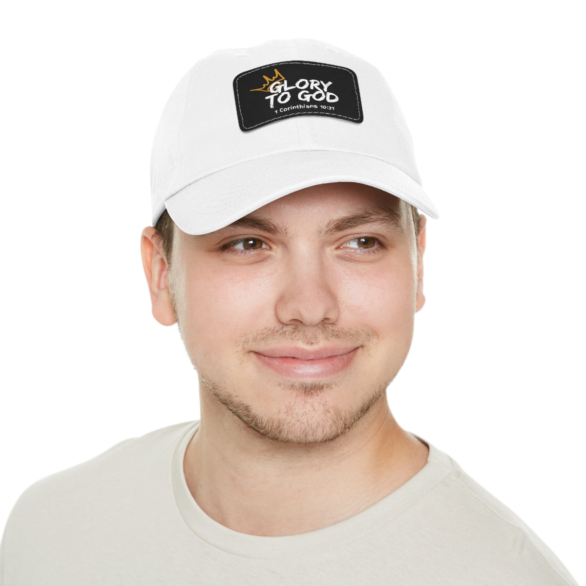 Glory To God- Dad Hat with Leather Patch (Rectangle)