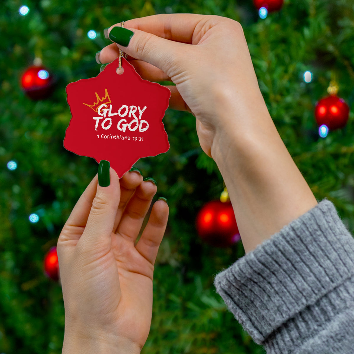 "Glory To God" Ceramic Ornament, 2 Shapes