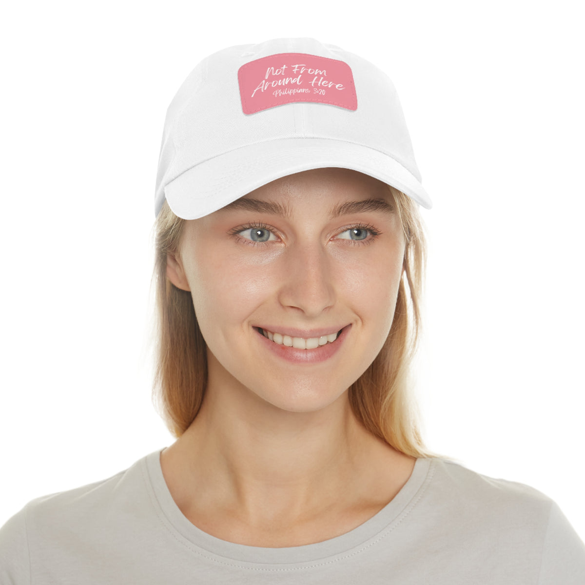 Not From Around Here- Dad Hat with Leather Patch (Rectangle)
