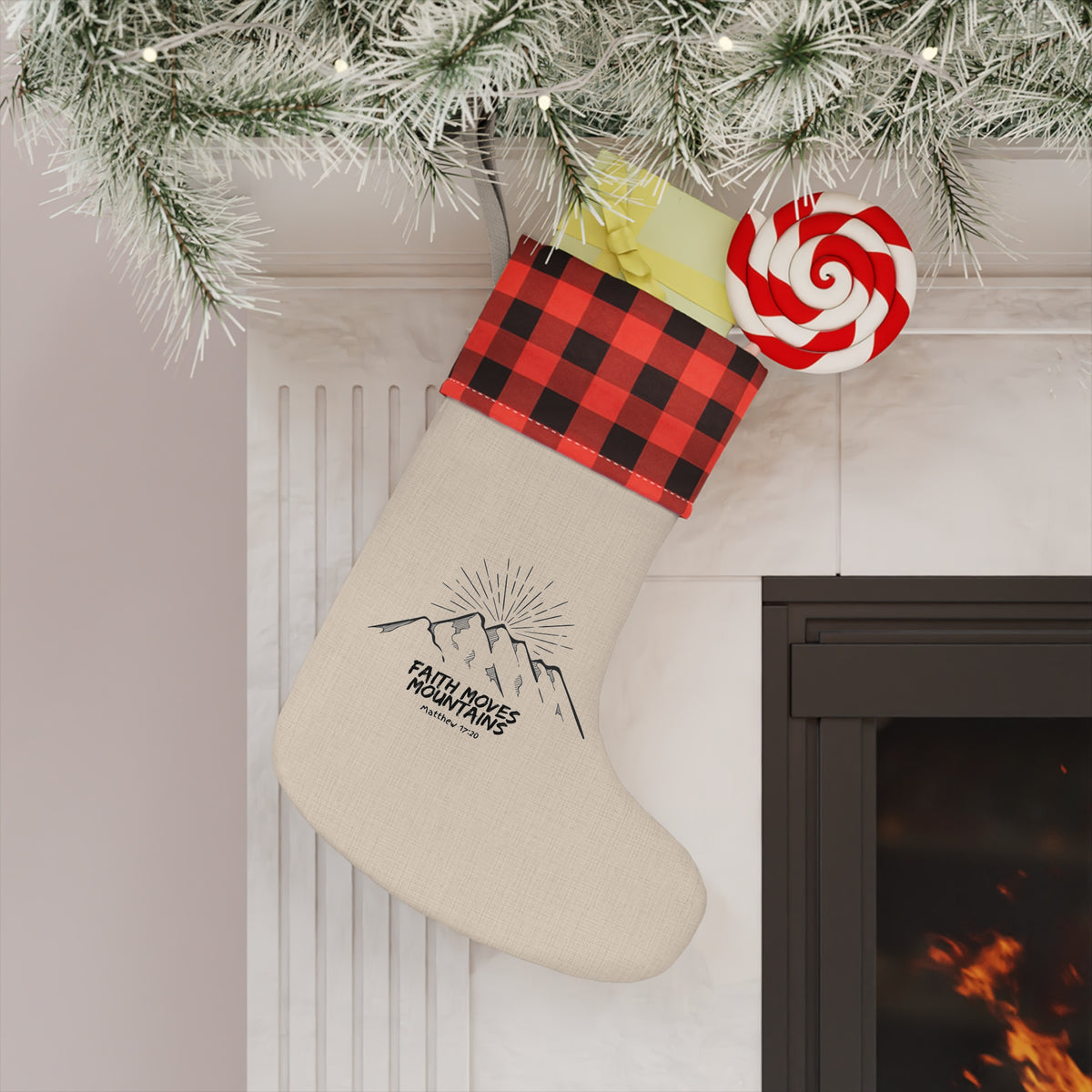 "Faith Moves Mountains" Christmas Stocking