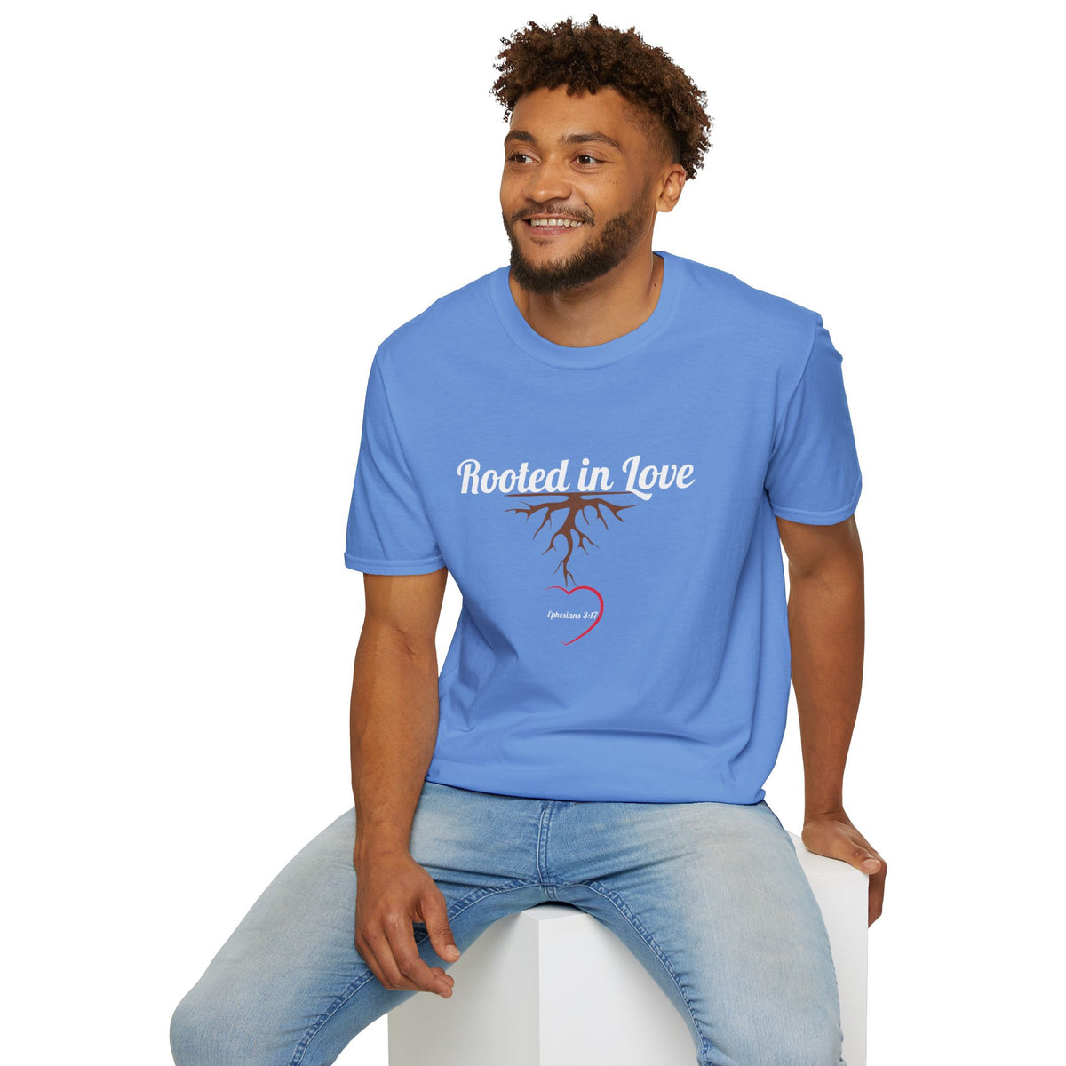 Rooted in Love Christian T-Shirt – Ephesians 3:17 Faith Apparel - Unisex Softstyle T-Shirt