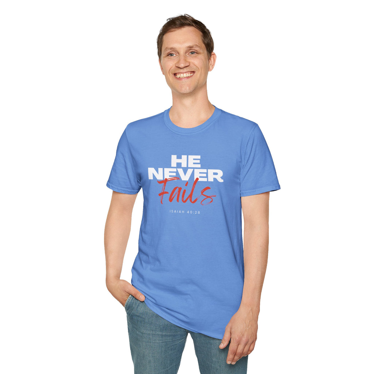 "He Never Fails" Unisex Softstyle T-Shirt