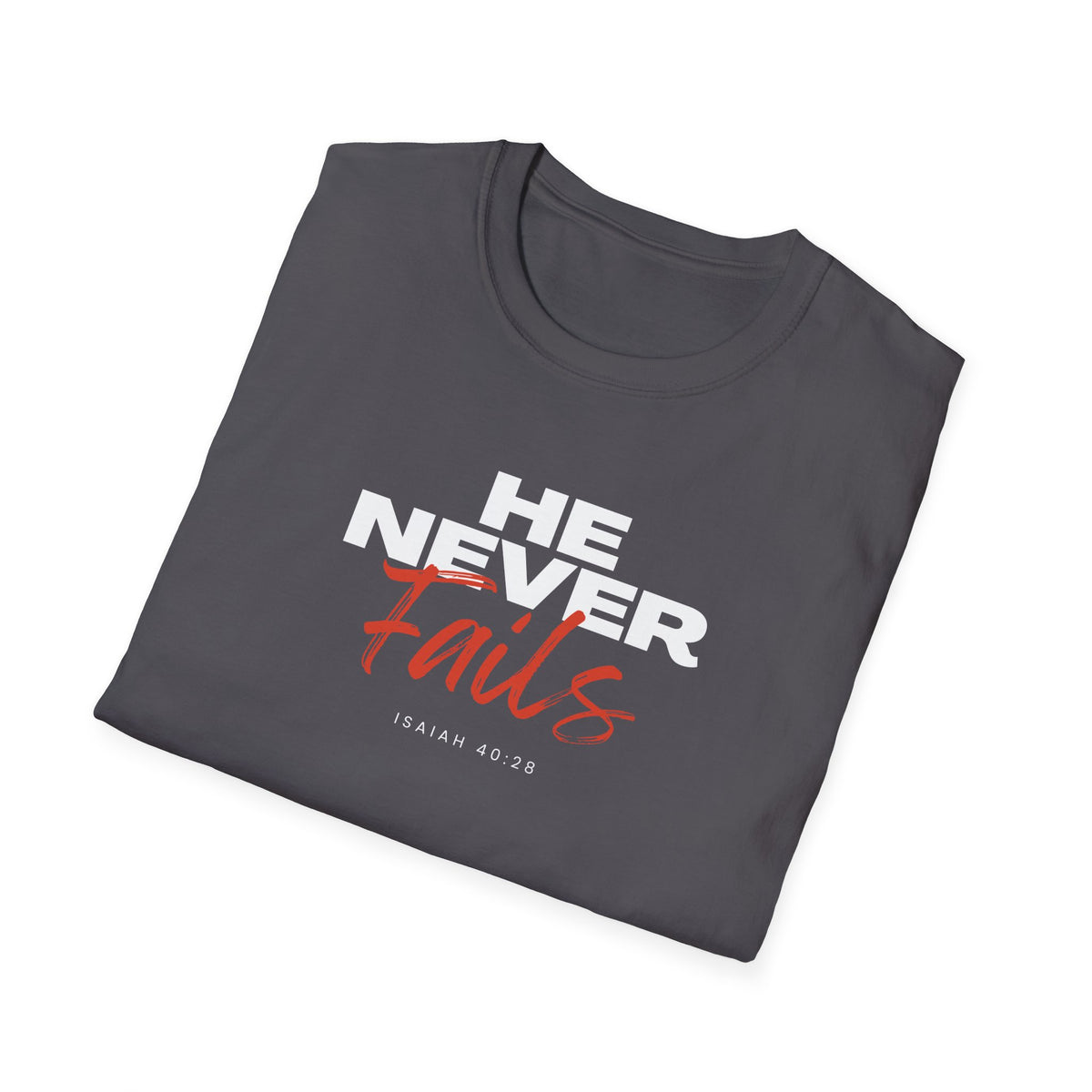 "He Never Fails" Unisex Softstyle T-Shirt