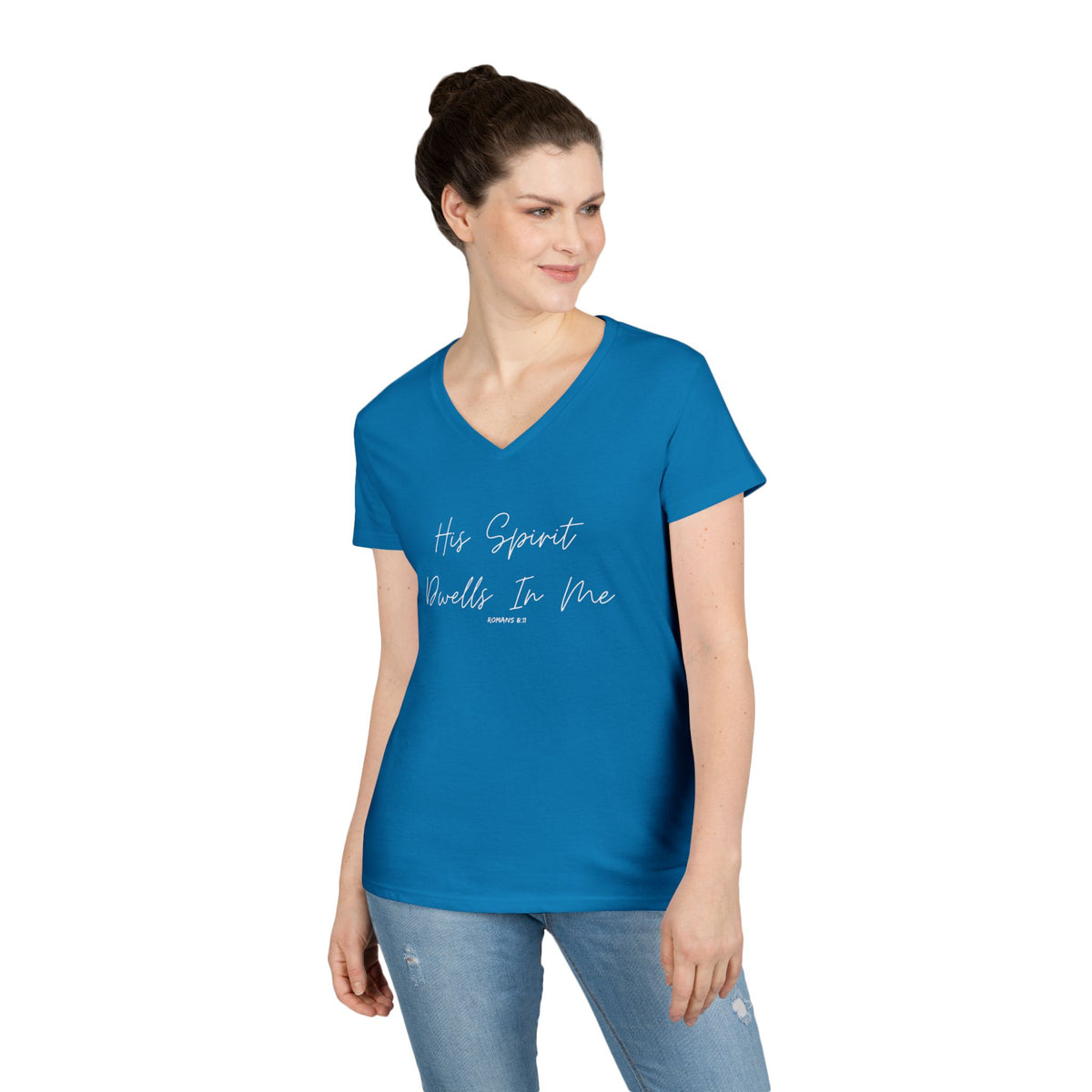 His Spirit Dwells In Me- Ladies' V-Neck T-Shirt
