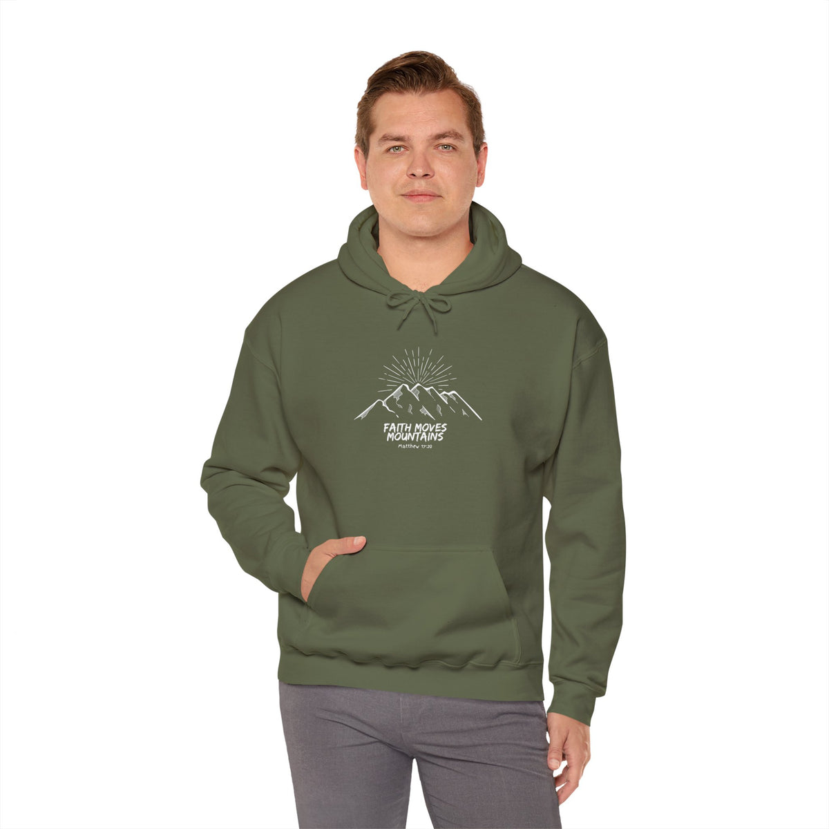 Faith Moves Mountains- Unisex Heavy Blend™ Hooded Sweatshirt