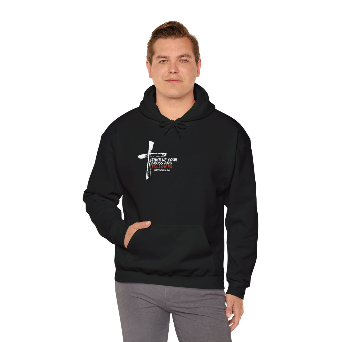 "Take Up Your Cross and Follow Me" Unisex Heavy Blend™ Hooded Sweatshirt