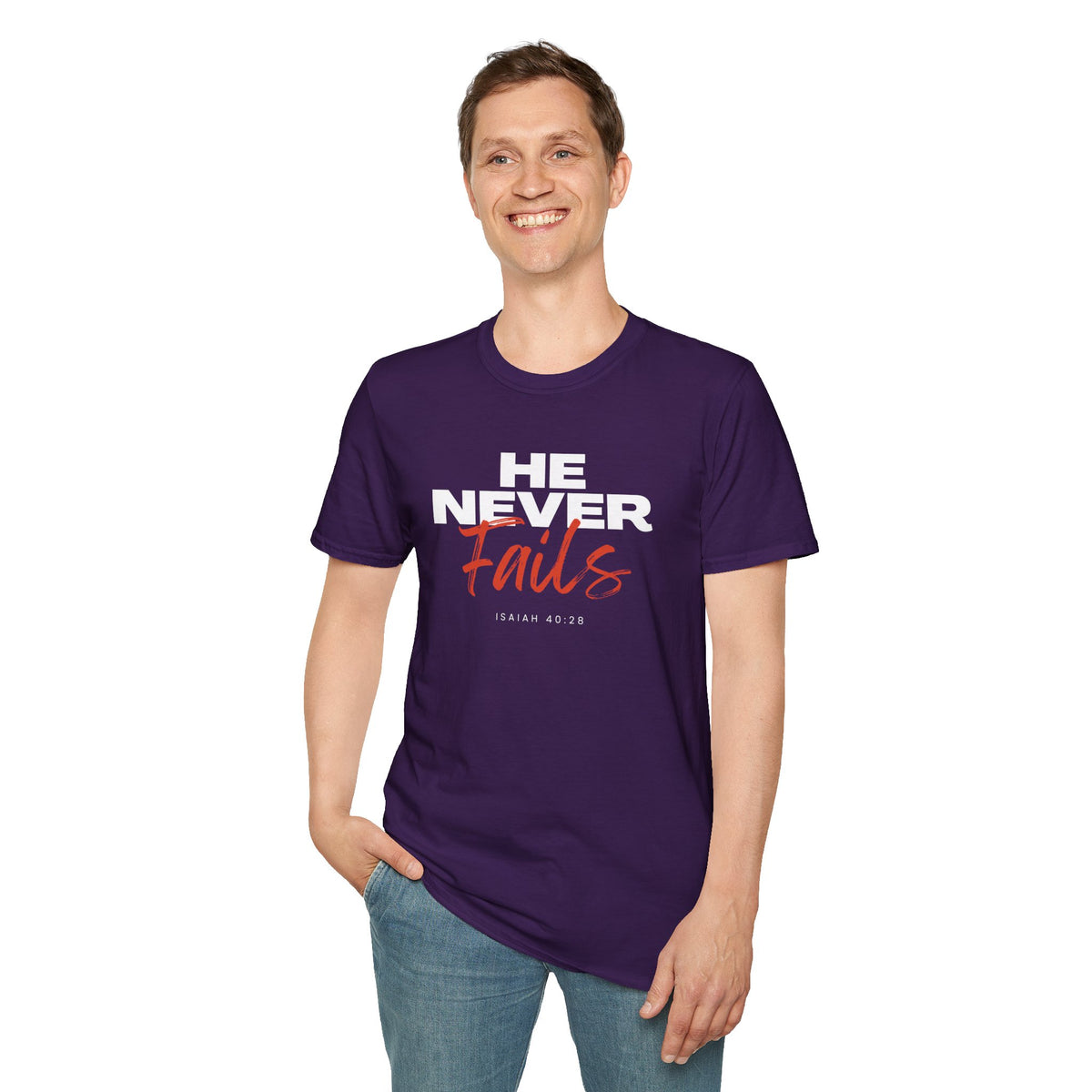 He Never Fails- Unisex Softstyle T-Shirt