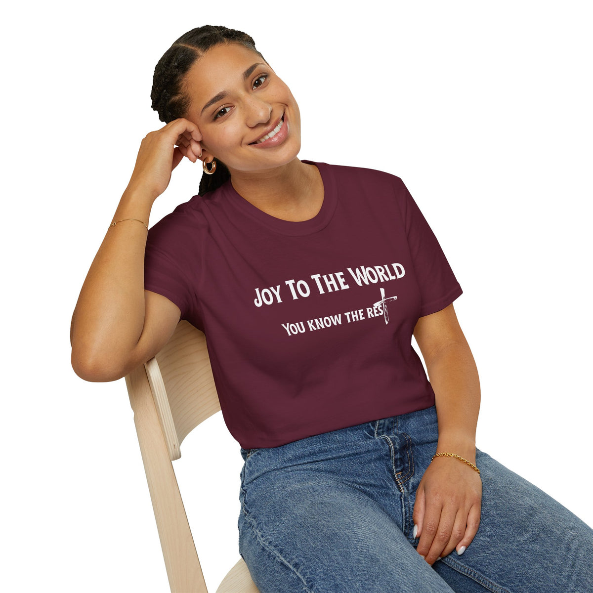 Joy to the World Christian T-Shirt – Faith-Inspired Holiday Apparel | Unisex Softstyle T-Shirt
