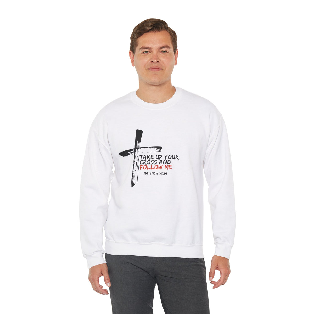 Take Up Your Cross and Follow Me- Unisex Heavy Blend™ Crewneck Sweatshirt